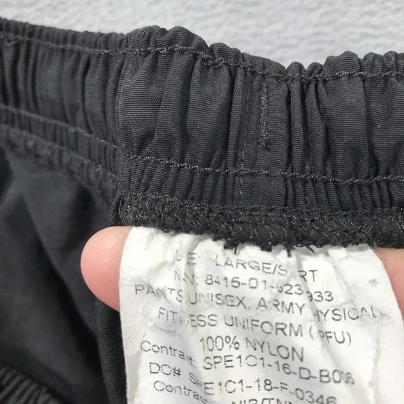 US Army PFU Pants Adult Large Short Black Nylon Physical Track Pants Military - Picture 7 of 11